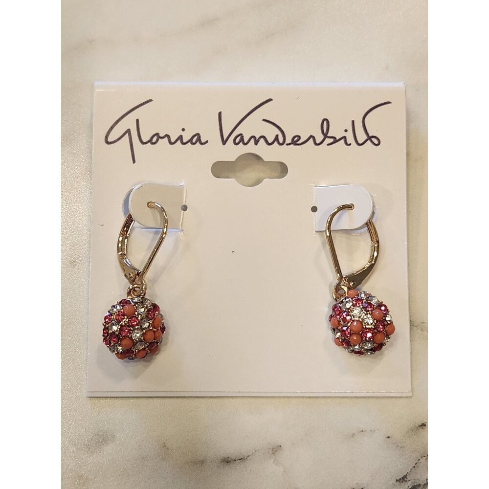Gloria Vanderbilt Gold-Tone Leverback Earrings With Multi-Colored Rhinestone Bal